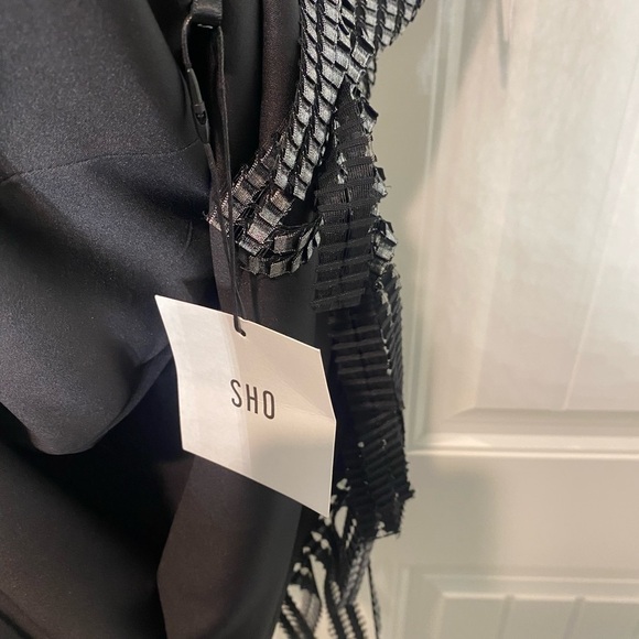 NWT SHO by Tadashi Shoji [ 0 ] Metallic Textured Fringe Minidress in Steel - Picture 10 of 13